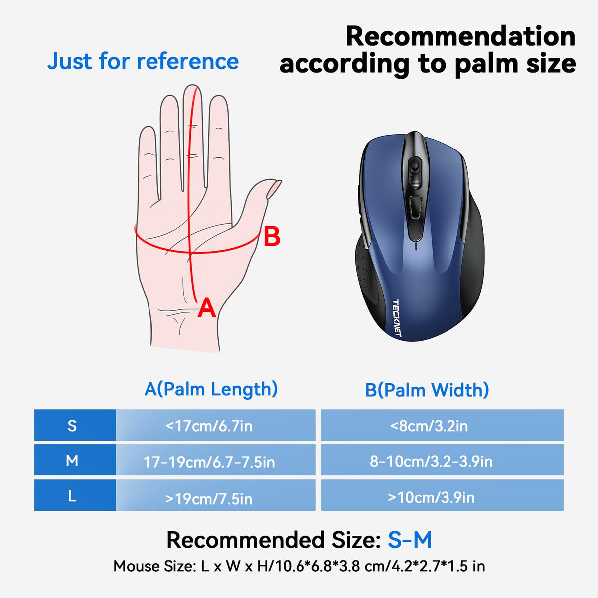 TECKNET Bluetooth Mouse, Rechargeable Bluetooth Wireless Mouse