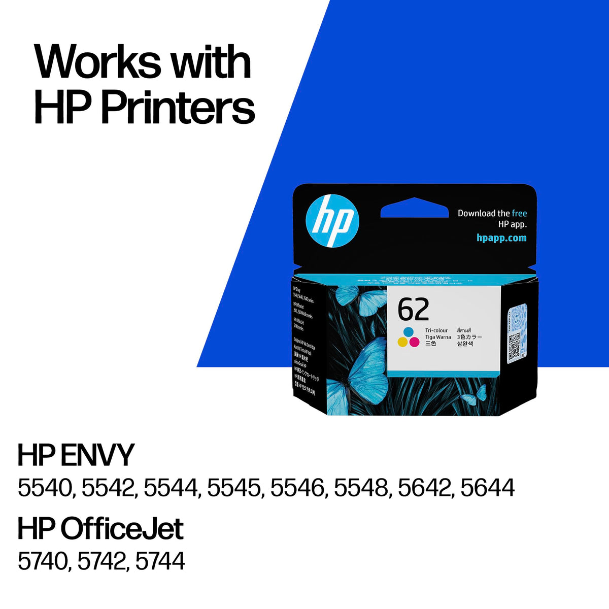 HP 62 Black & Tri-colour Original Ink Cartridges 2-Pack