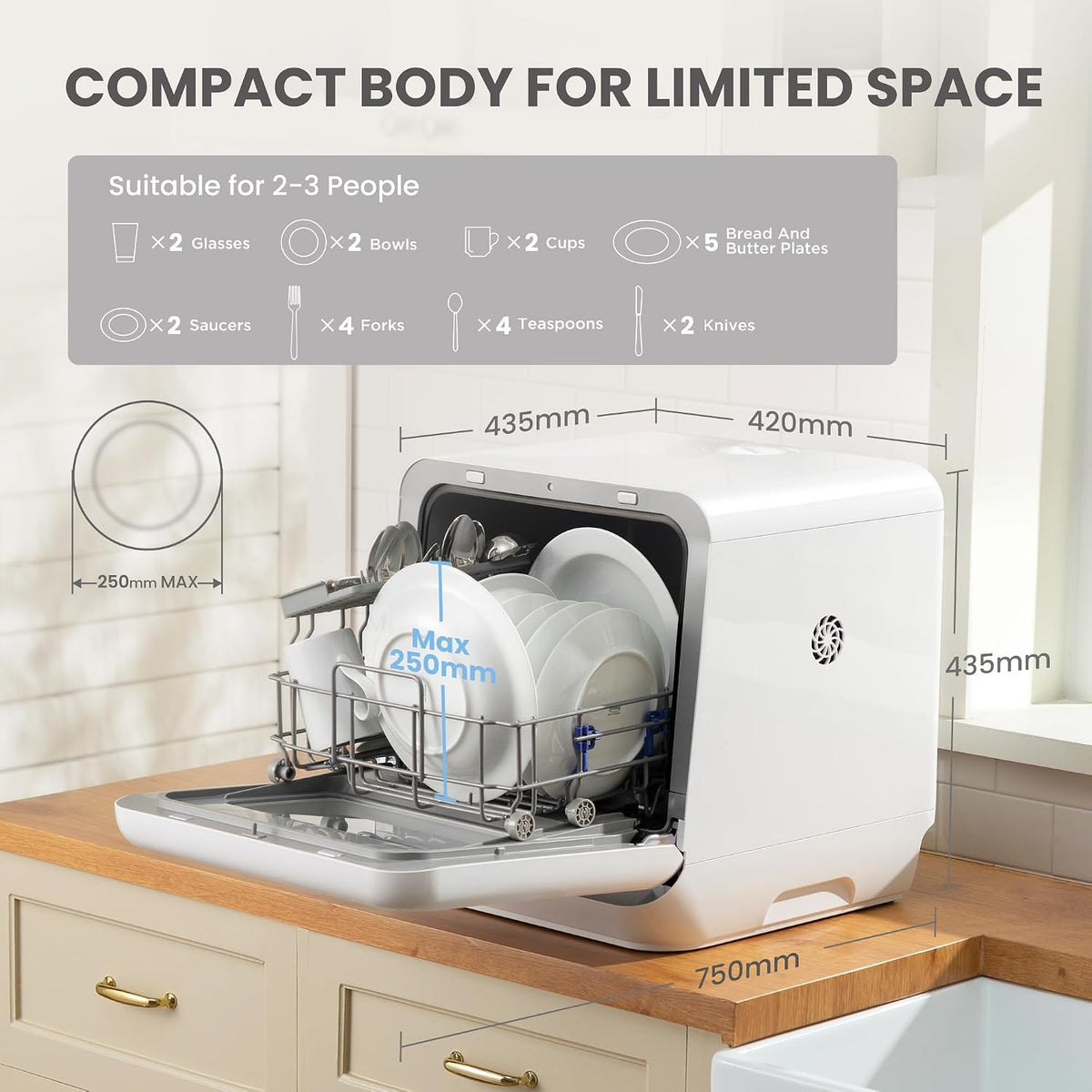 COMFEE' Table Top Dishwasher, No Plumbing Needed, for Singles & Couples