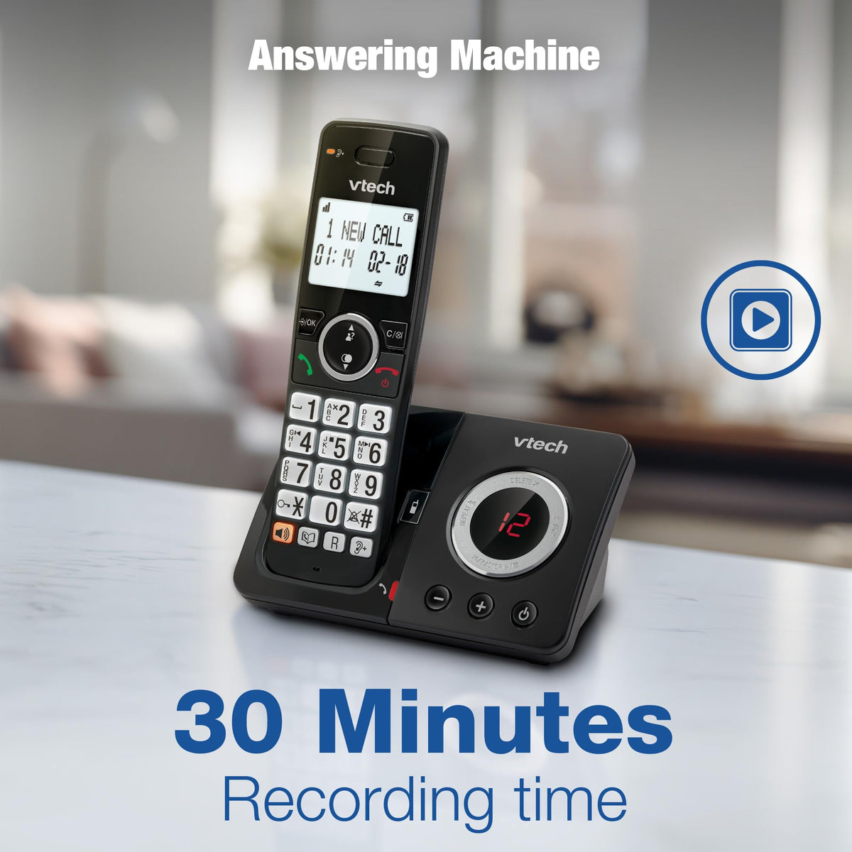 VTech EA5050 DECT Cordless Phone with Answering Machine,Nuisance Call Blocker, Volume Booster, Easy-to-Read Backlit Display, 18 Hours Talk-time, Handsfree Speakerphone, Single Handset