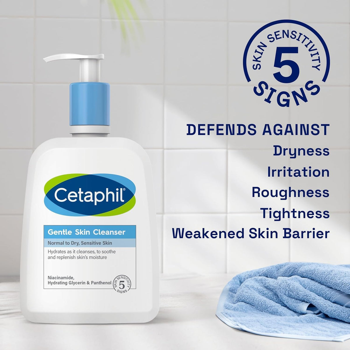 Cetaphil Gentle Skin Cleanser, 473ml, Face & Body Wash, For Normal To Dry Sensitive Skin, With Niacinamide & Glycerin, Soap Free, Packaging May Vary