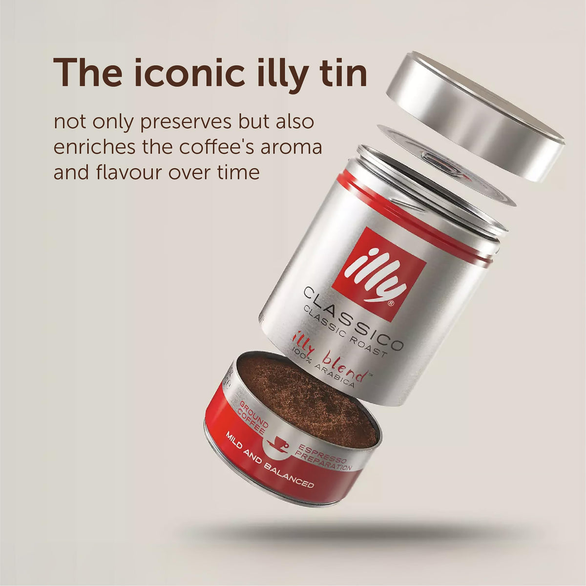illy Classico Ground Coffee for Espresso, Moka Pot, Cafetiere 250g