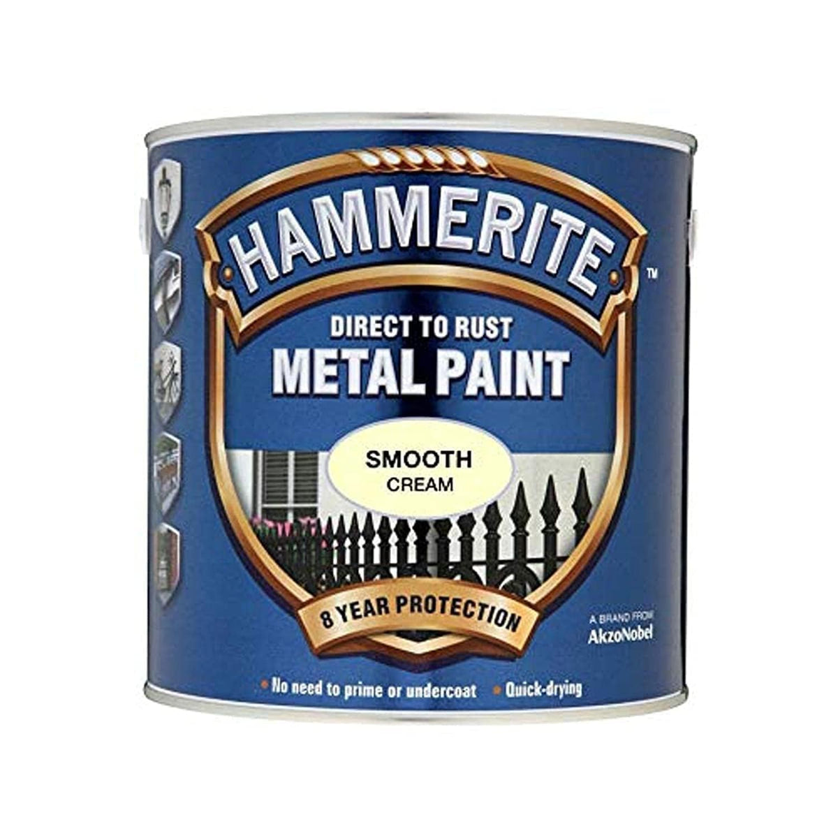 Hammerite Direct to Rust Metal Paint - Smooth Black Finish 250ML, 5084863