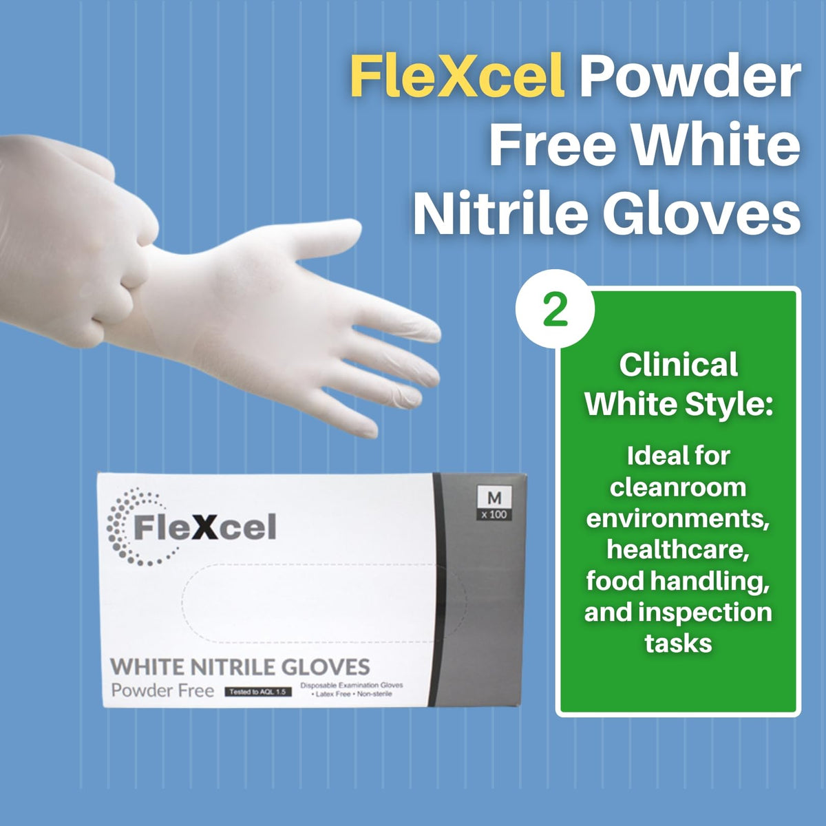 Powder Free Nitrile Gloves - Medical-Grade, Latex-Free, Food Safe (Box of 100)