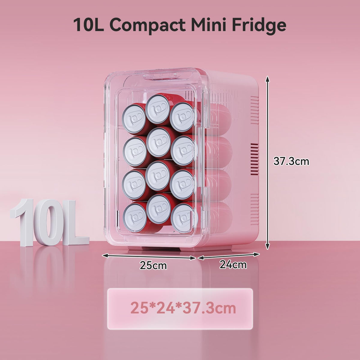 ARTETHYS Mini Fridge for Bedrooms, 10L Small Portable Car Fridges