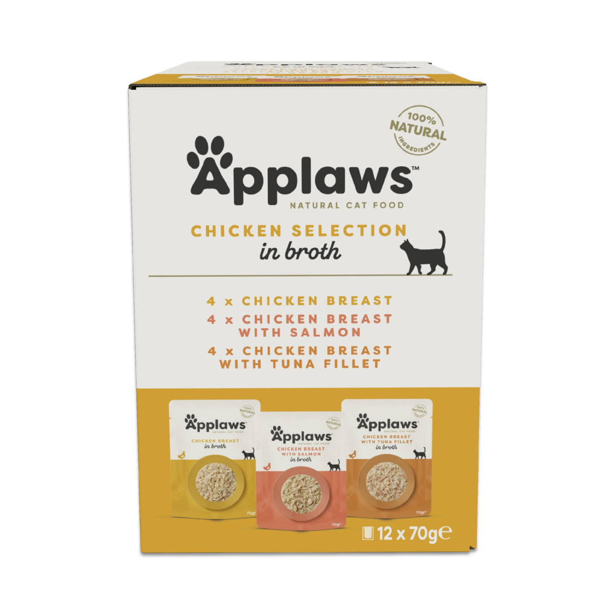Applaws 100% Natural Wet Cat Food, Pouch Multipack Fish Selection in Broth, 70 g (24 x 70g) Pouches