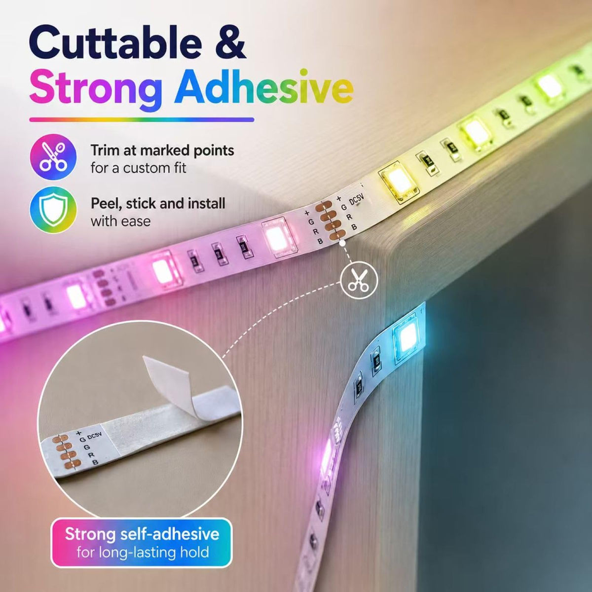 LED Strip Lights for Bedroom,10M RGB Colour Changing LED Lights with Bluetooth App & Remote Control, Music Sync, Dimmable, 16 Million Colours, Timer Mode, Self-Adhesive for Room Home Party Decor