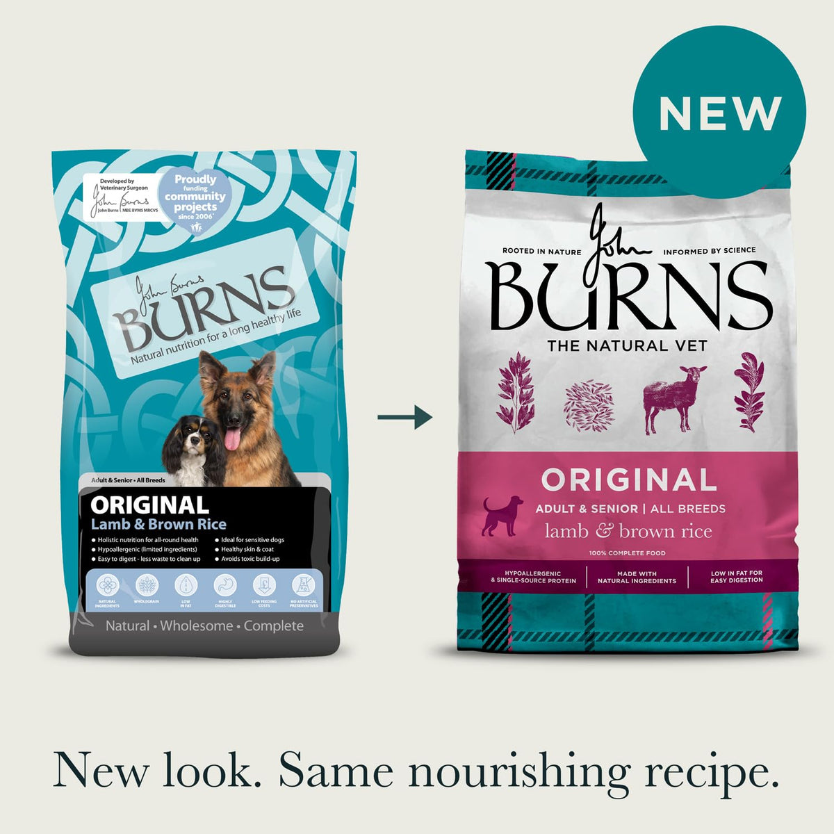 Burns Pet Nutrition Hypoallergenic Complete Dry Dog Food Adult and Senior Dog Original Chicken and Brown Rice 12 kg