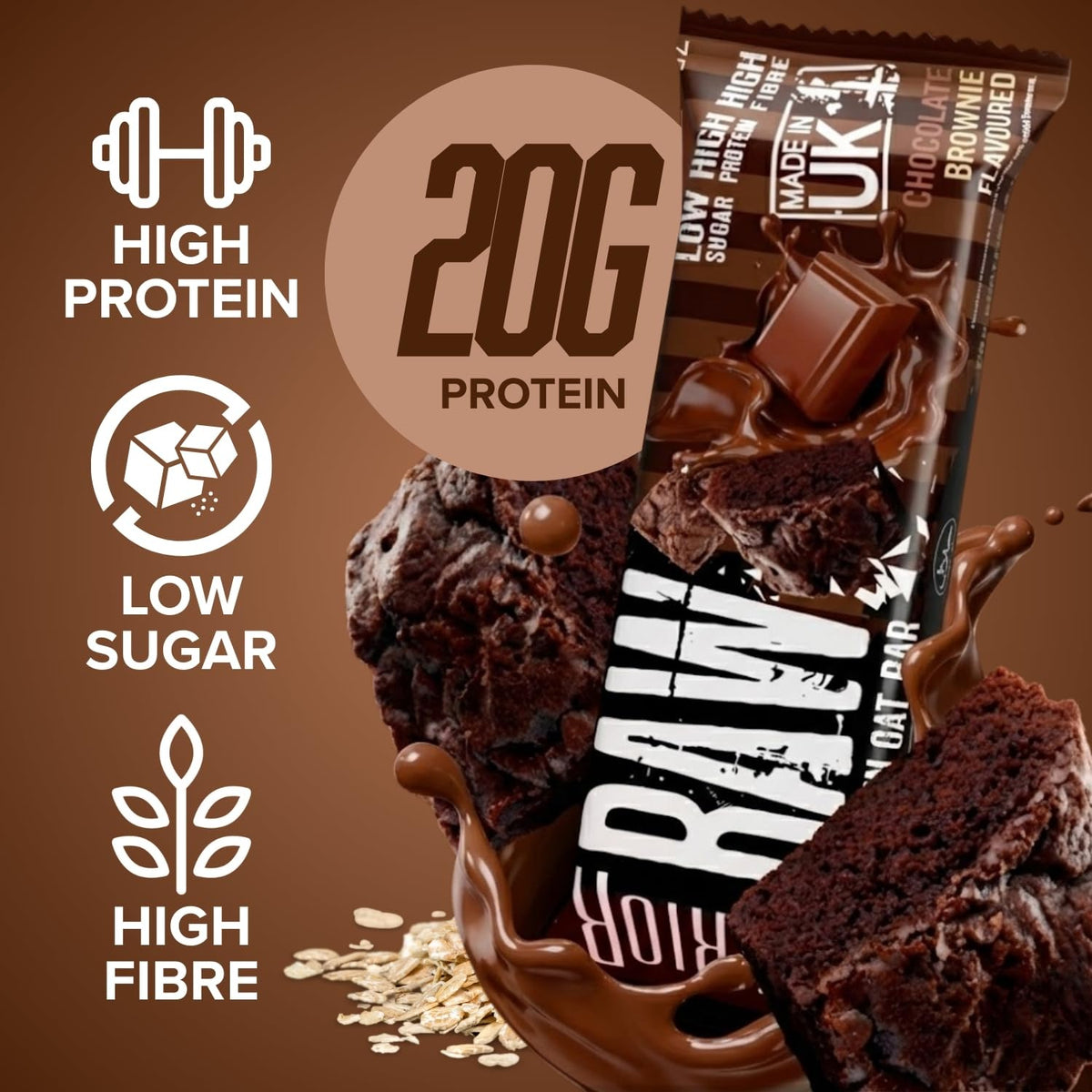 Warrior RAW Protein Bars 12 x 75g High Protein Oat Flapjack Snack
