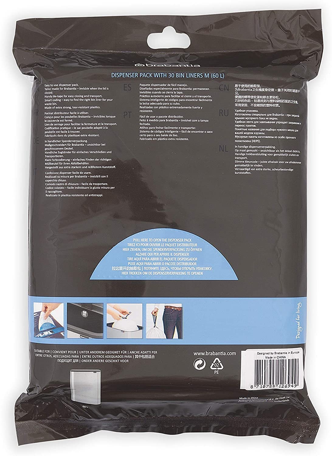 Brabantia Heavy Duty Perfect Fit Bin Liners (5 Packs of 20) 10-12 Litre