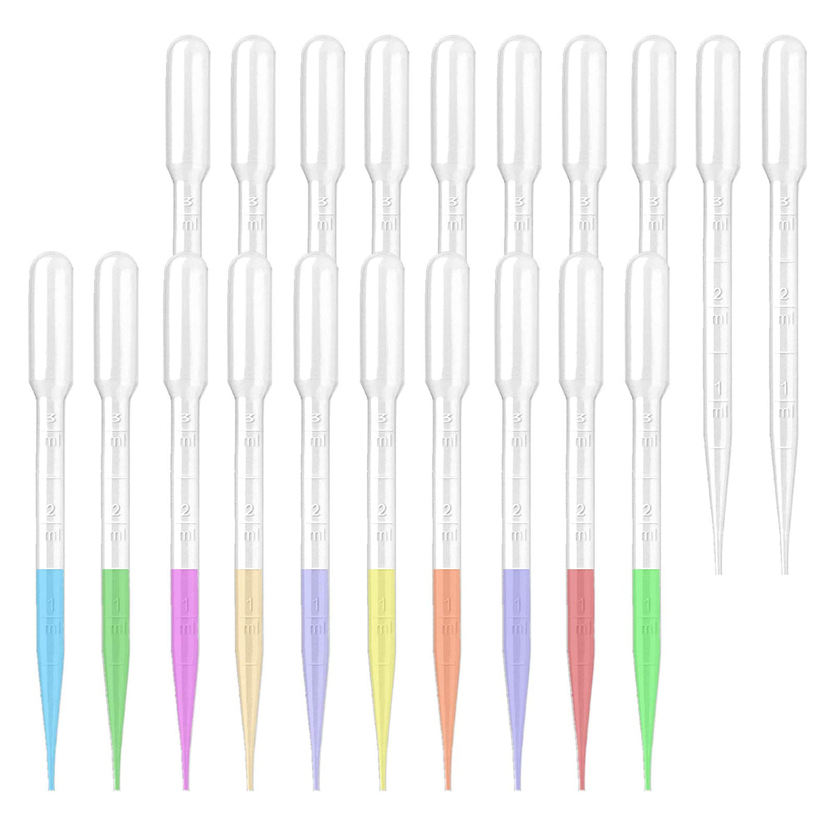 moveland 𝟭𝟬𝟬𝟬𝗣𝗰𝘀 𝟯𝗺𝗹 Dropper Pipettes- Plastic Transfer Pipette for Lab Science, Essential Oil, DIY Art, Medicine - Excellent Suction Without Leakage