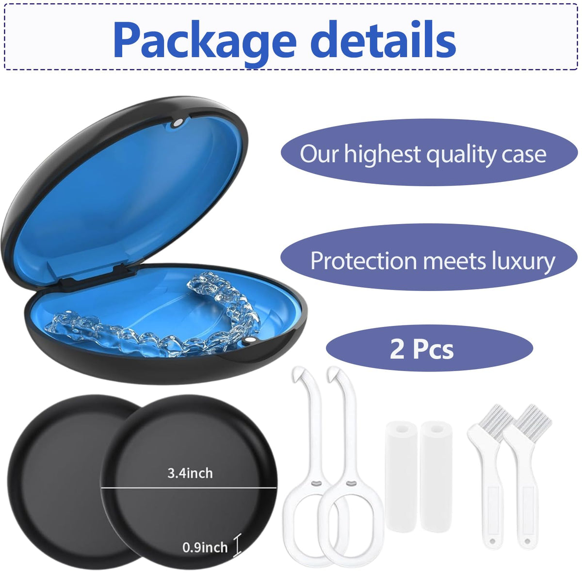 Retainer Case, Slim Aligner Cases for Invisalign, Mouthguard Case with Removal Tools& Aligners Chewies& Brush, Removable Inner Tray Silicone for Easy Cleaning (Pink)
