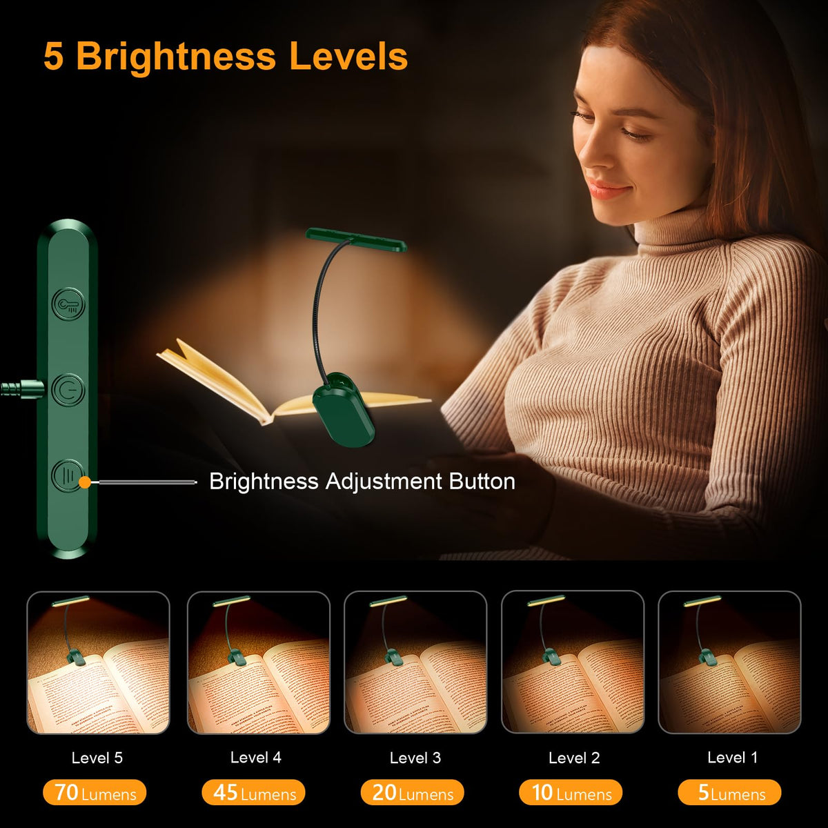 Gritin 19 LED Rechargeable Book Light for Reading in Bed - Memory Function