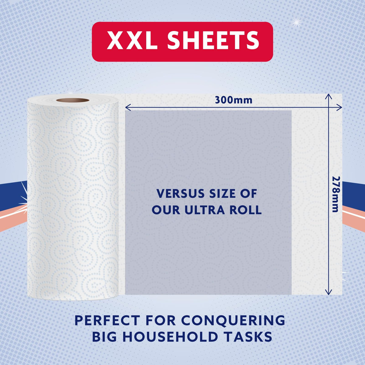 by Amazon Multipurpose Kitchen Roll, 3-Ply, XXL Household Towel, 6 Rolls (Pack of 1), 100 Sheets per Roll