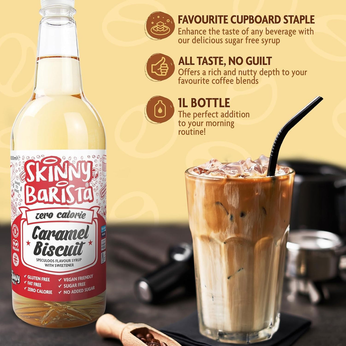 Skinny Food Co Butterscotch Syrup Zero Calorie 1L - Sugar Free Coffee Syrup