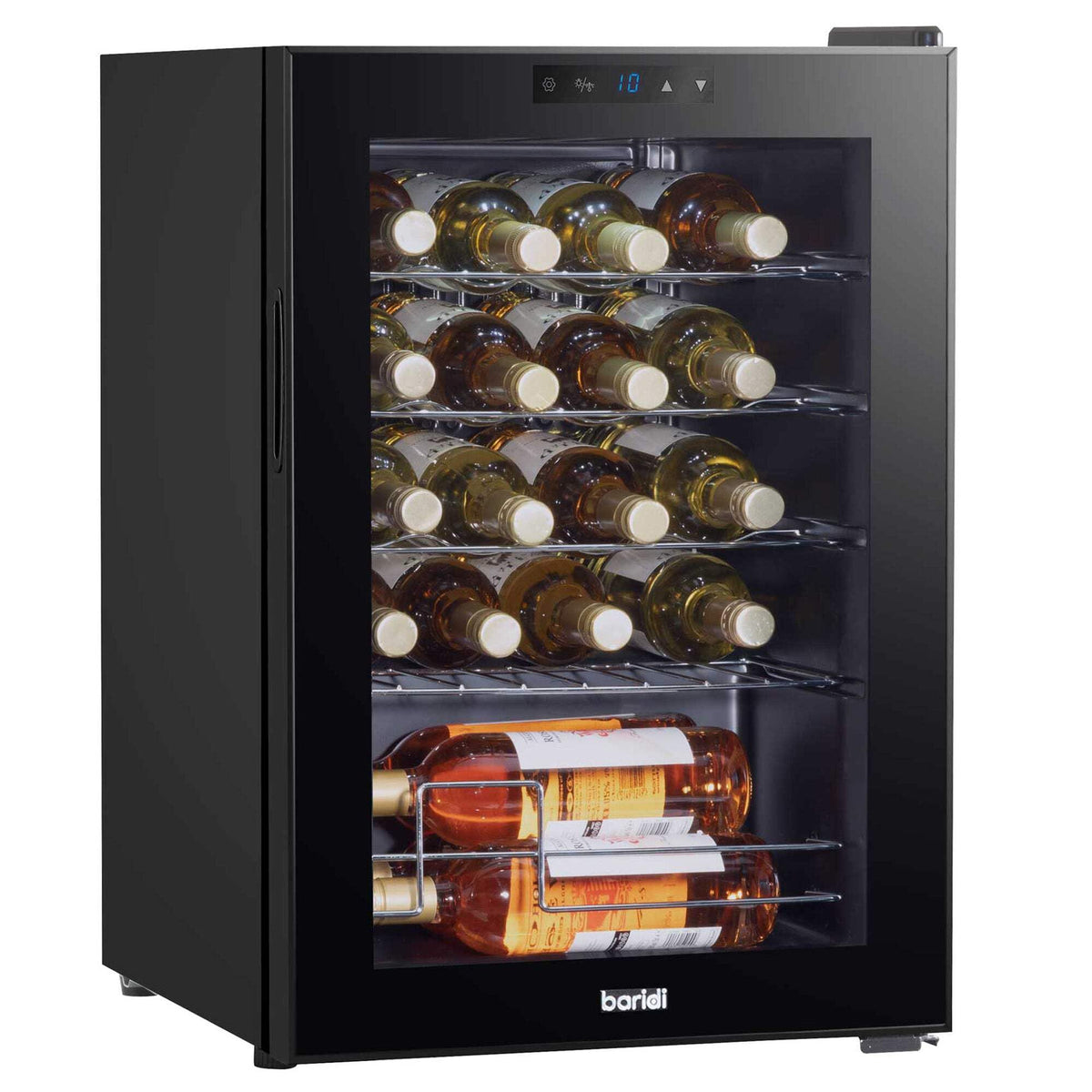 Dellonda Baridi 12 Bottle Wine Fridge with Digital Touch Screen Controls, Metal Shelves & LED Light, Black - DH73