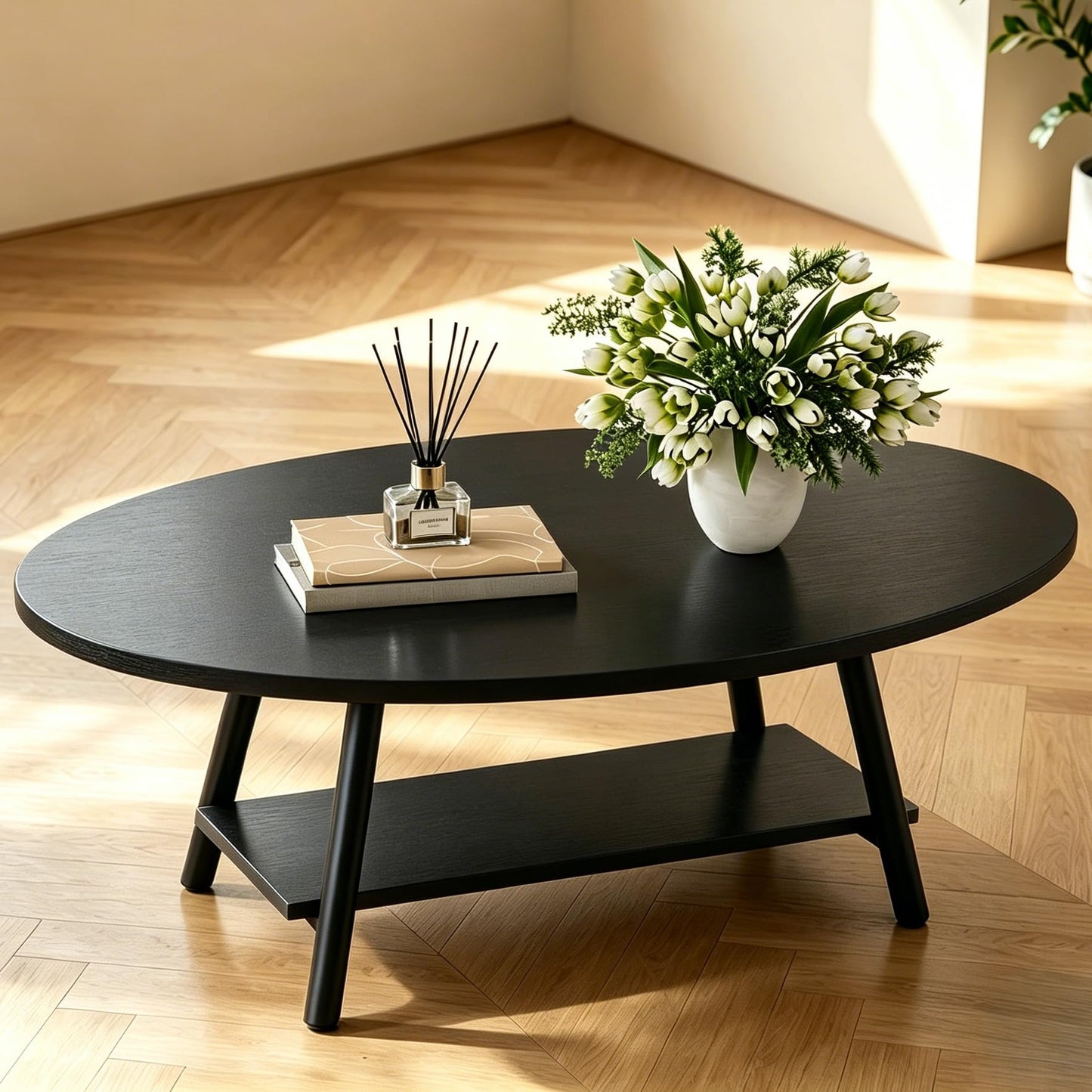 Hawthyhome Coffee Tables, Round Nesting Tables Tet of 2, Modern Side Tables with Metal Frame, Industrial Stacking End Tables for Living Room Bedroom Office, 60 * 60 * 45cm, Brown