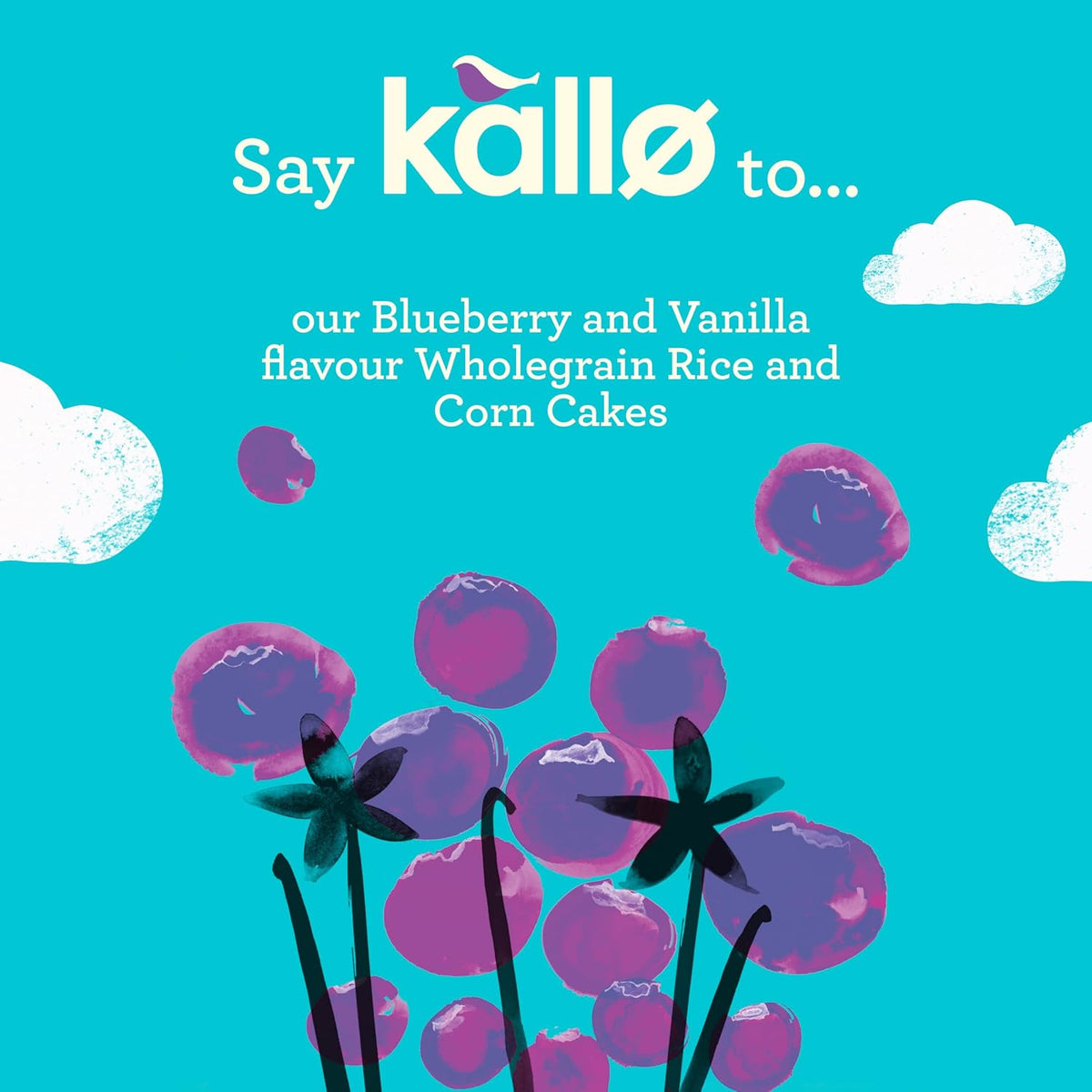 Kallo Blueberry & Vanilla Corn & Rice Cakes, Wholegrain Low Fat Healthy Snacks for Adults & Children, Vegan Friendly, Gluten Free, No Artificial Flavours or Preservatives, Single Pack – 1 x 131g