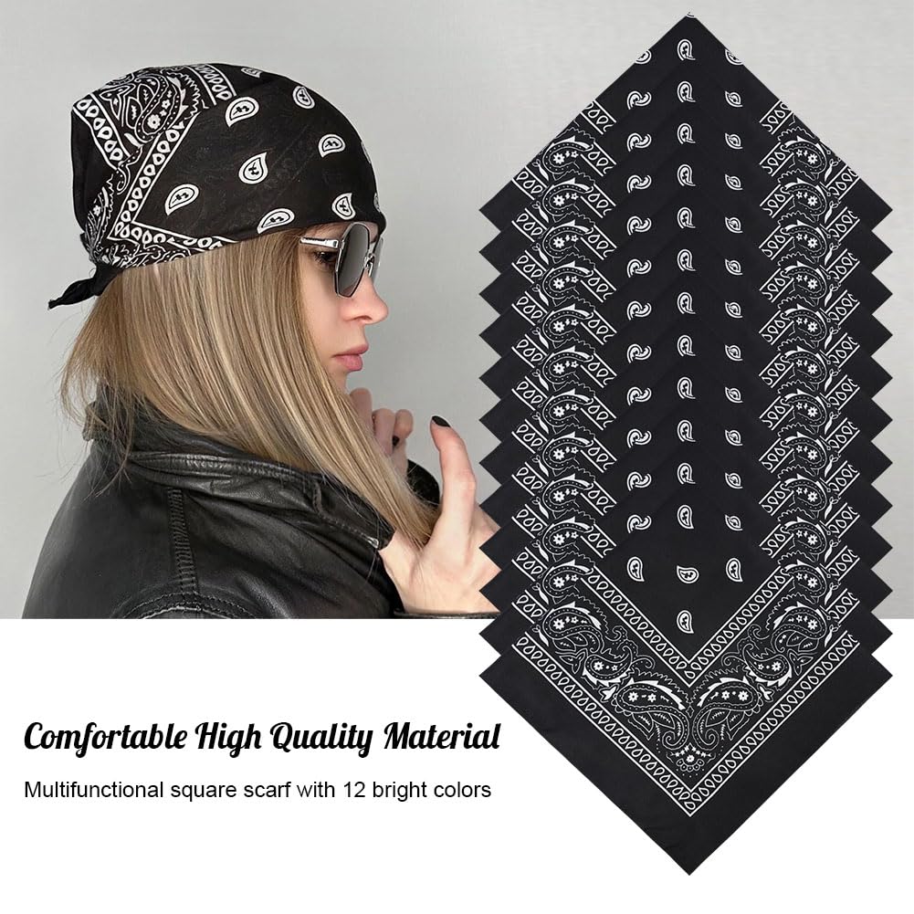 Aomig Bandana Head Scarf for Men and Women, Stylish Cowboy Headband Handkerchief, Multi-purpose Hair Scarf Paisley Print Unisex Headwraps, Bib Party Face Covering Headwear for Motorcycling