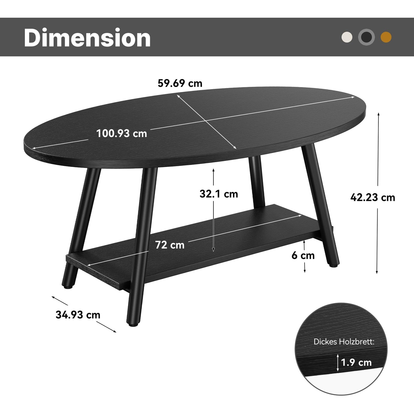 Hawthyhome Coffee Tables, Round Nesting Tables Tet of 2, Modern Side Tables with Metal Frame, Industrial Stacking End Tables for Living Room Bedroom Office, 60 * 60 * 45cm, Brown