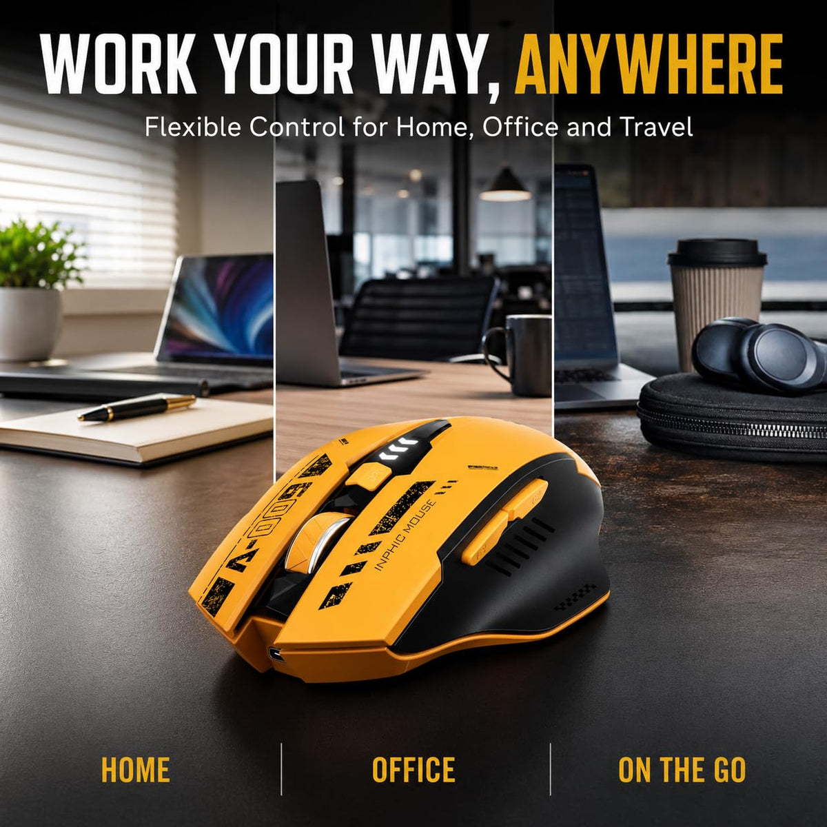 INPHIC A9 V2 Explorer Wireless Gaming Mouse, 12800 DPI Silent Mouse