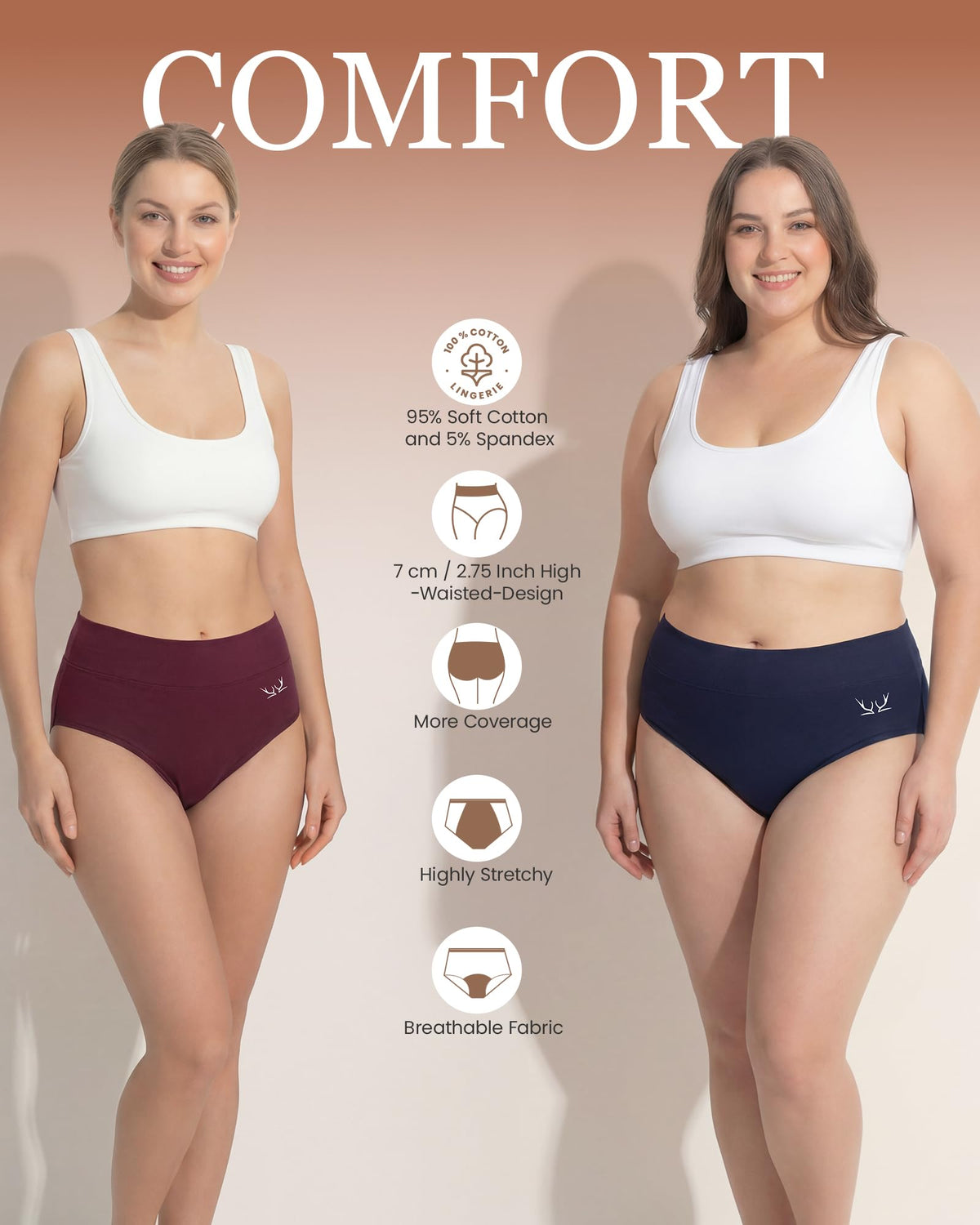 TANSTC Period Pants for Women, Leakproof Period Underwear Pack of 3