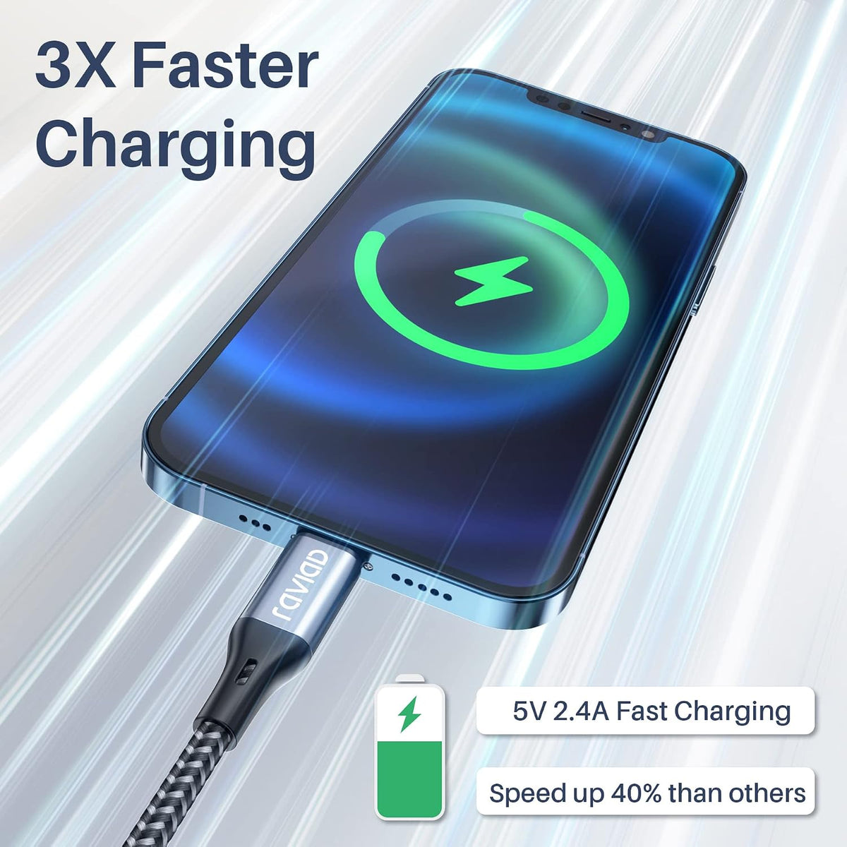 RAVIAD Long iPhone Charger Cable 3M 2Pack MFi Certified Lightning Cable