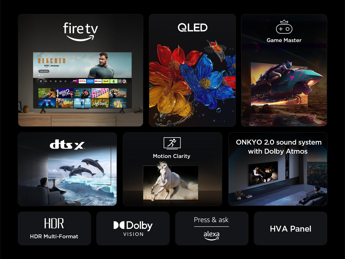 TCL 43T6C-UK 43 Inch QLED 4K HDR TV, Fire TV (Smart TV with Dolby Vision & Atmos, HDR10+, Press & Ask Alexa