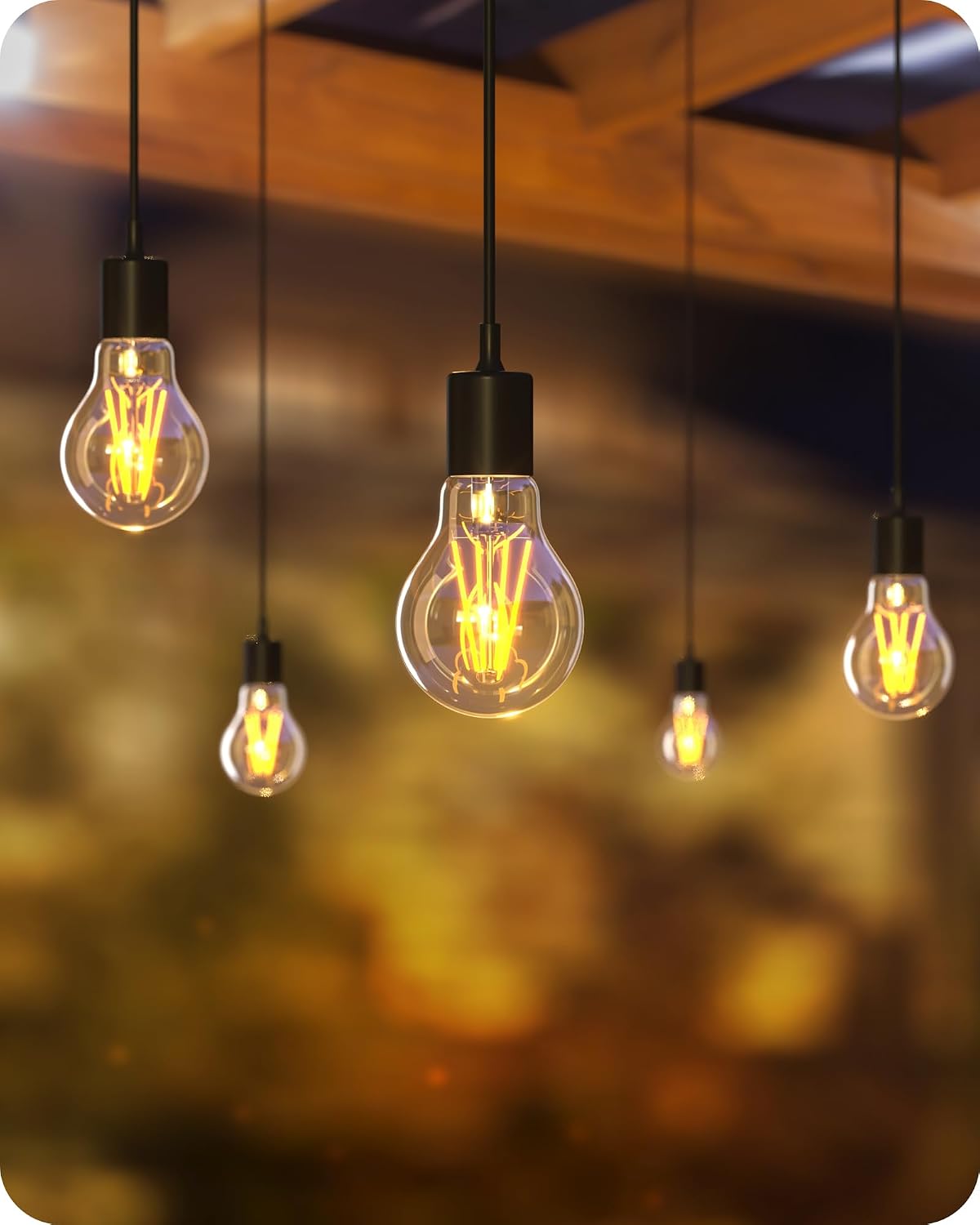 EDISHINE 6 Pack E27 Dimmable LED Edison Bulbs, 6.5W 2700K Warm White, 806LM