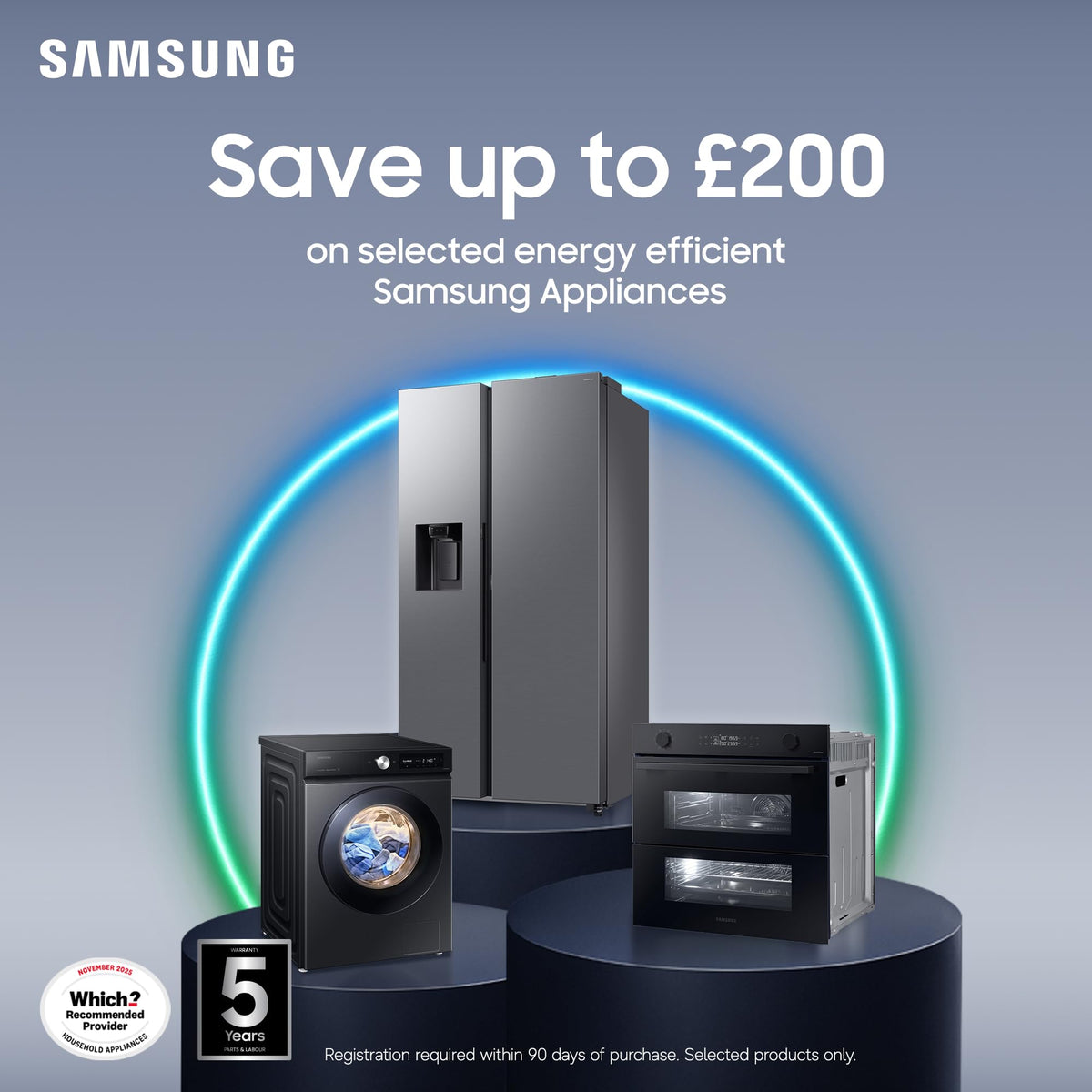 Samsung Series 7 Washer Dryer, AI Energy Wi-Fi enabled, 11/6kg 1400rpm, Black, WD11DB7B85GBU1