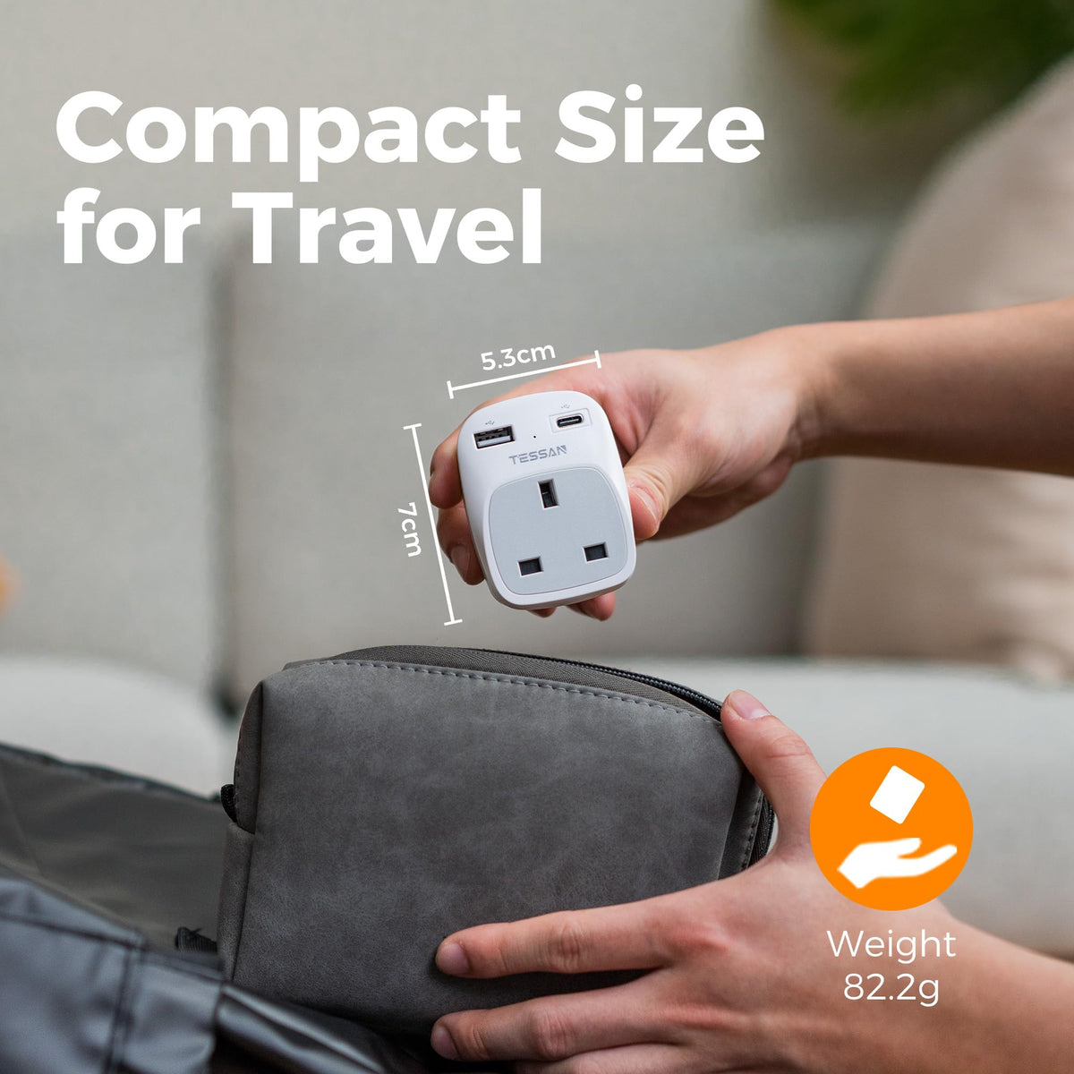 TESSAN UK to Australia Plug Adapter, Type I AU NZ Travel Adapter with USB C