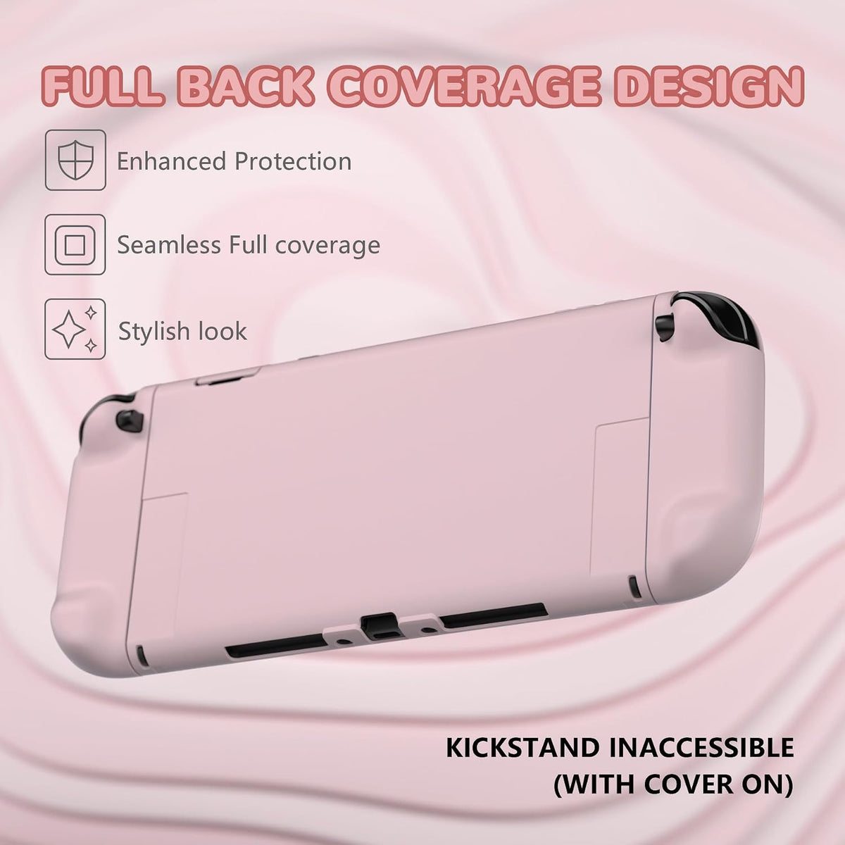 PlayVital Solid Color Series Protective Case for Nintendo Switch 2, Anti-Scratches Hard Shell Dockable Grip Cover with Extra Foldable Stand & Thumb Grips for Nintendo Switch 2 - Cherry Blossoms Pink