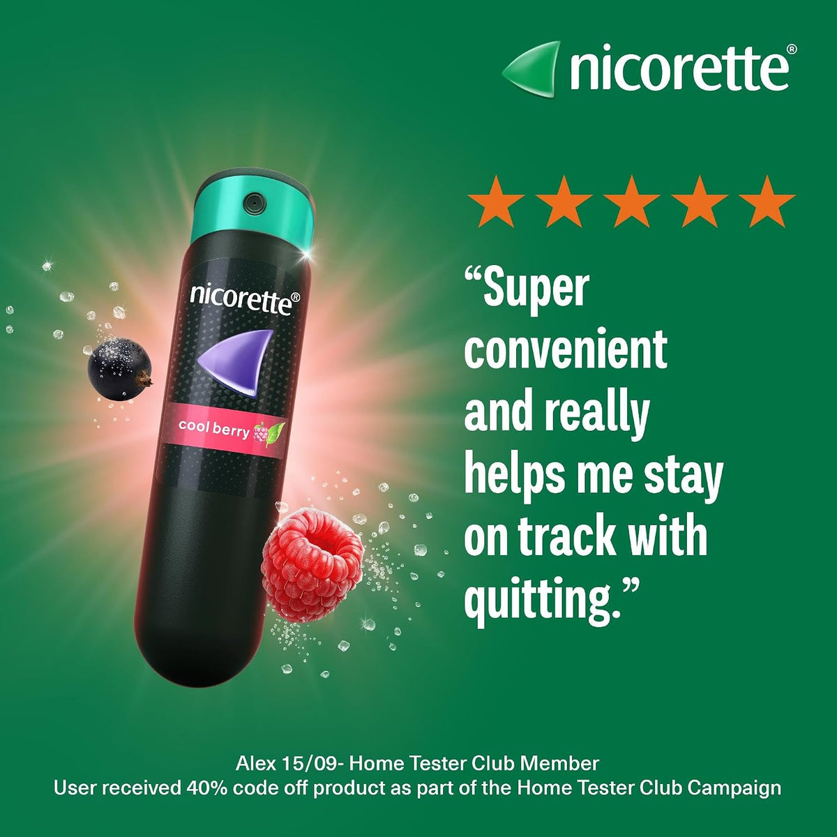 Nicorette QuickMist Mouthspray, Cool Berry (2 x 150 Sprays) Smoking or Vaping Cessation Aid, designed to start reducing cravings in 30 seconds (Quit Smoking or Quit Vaping Aid)