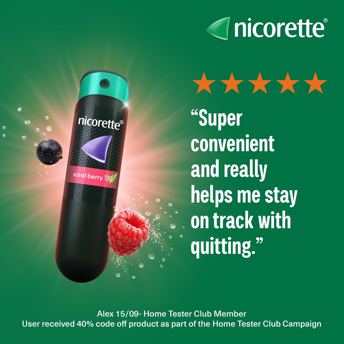 Nicorette QuickMist Mouthspray, Cool Berry (2 x 150 Sprays) Smoking or Vaping Cessation Aid, designed to start reducing cravings in 30 seconds (Quit Smoking or Quit Vaping Aid)
