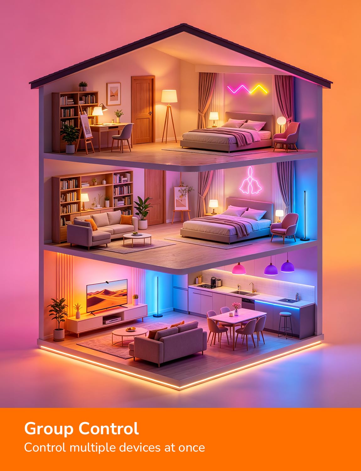 Lepro E27 Smart Bulbs, 806lm 8.5W, RGB Colour Changing, AI Lighting, 2 Pack