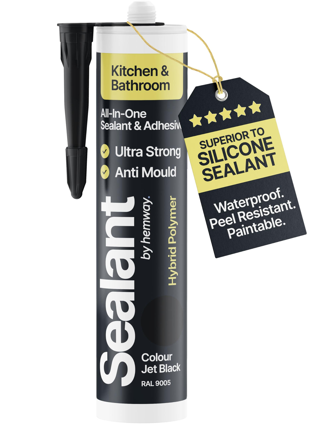Hemway Kitchen & Bathroom Crystal Clear Sealant & Adhesive 300ml 3 Pack