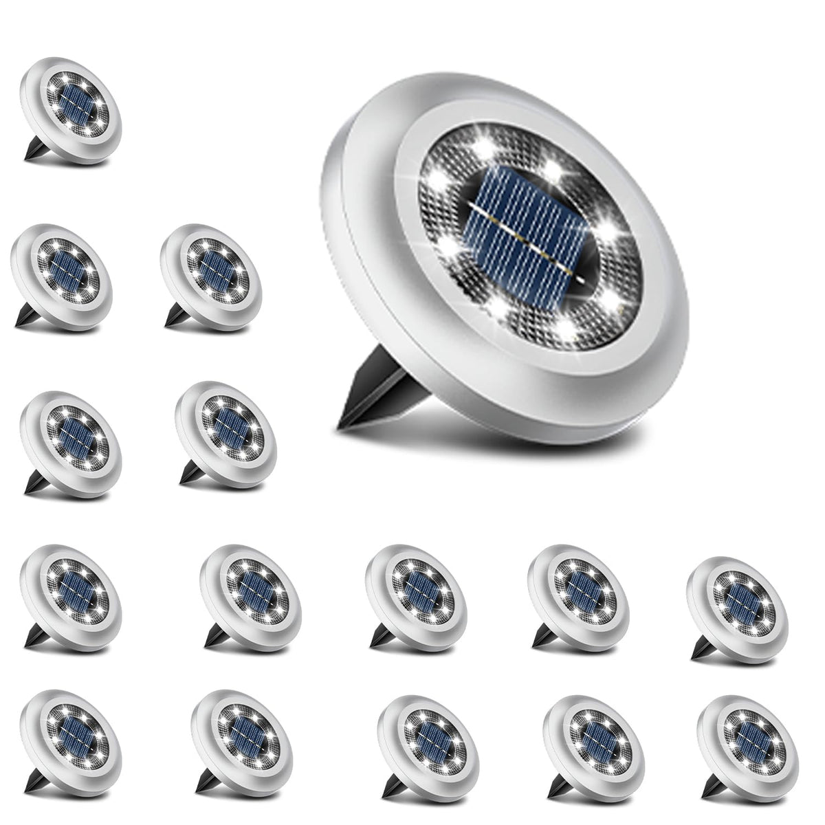 Torchtree Solar Lights Outdoor Garden,600mAh Solar Ground Lights, 8 LED Solar Disk Lights for Garden Lawn Pathway Yard Landscape Walkway（8 Pack Bright White） ﻿