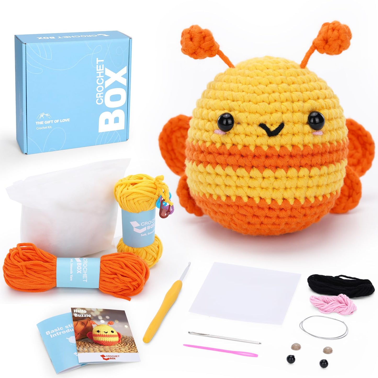 CROCHET BOX Complete Crochet Kit for Beginners - Highland Cow Crochet Kit, Include Video Tutorial, Instruction, Soft Yarn, Birthday Gift for Adults.