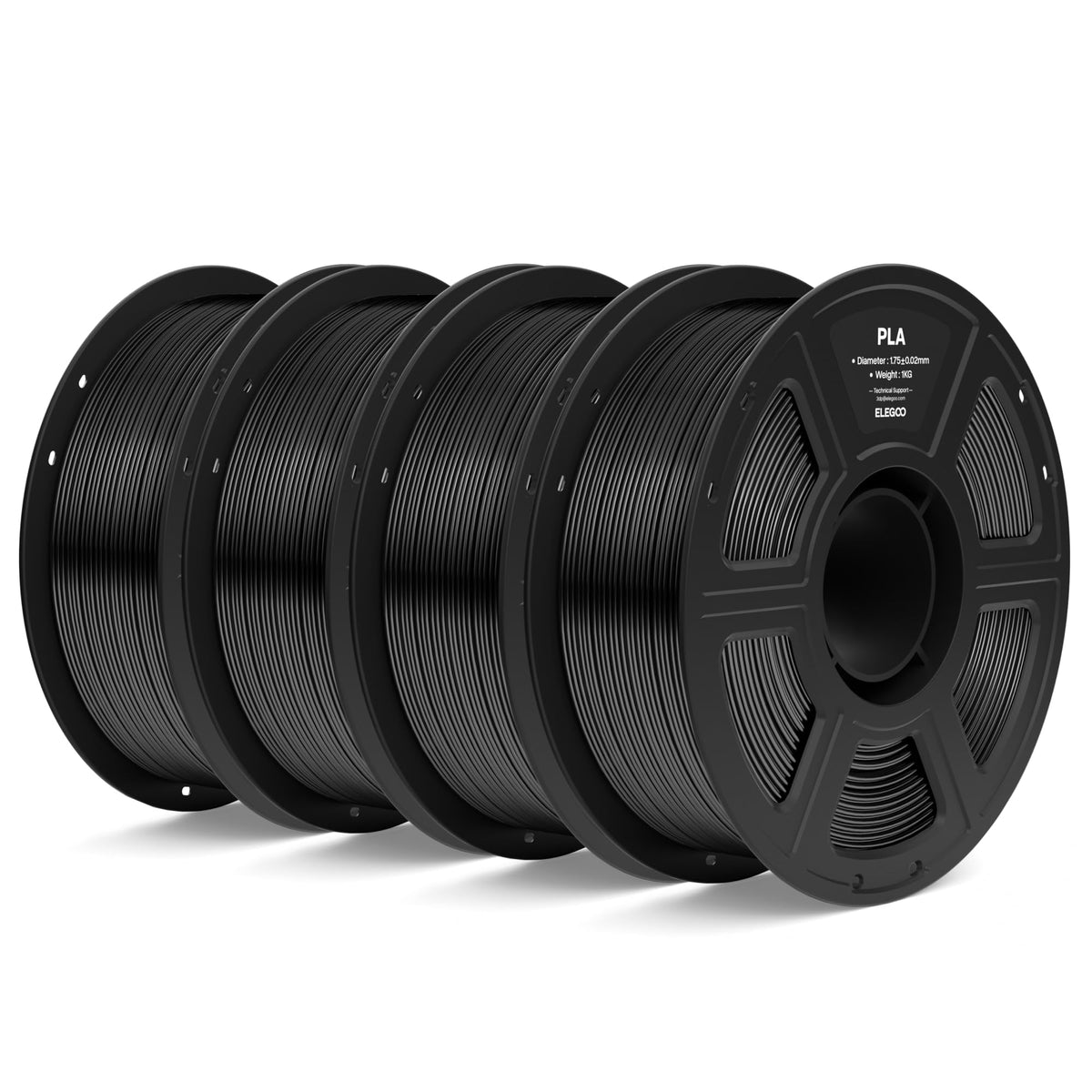 ELEGOO PLA 3D Printer Filament 1.75mm Black 1KG, Easy to Use, Durable