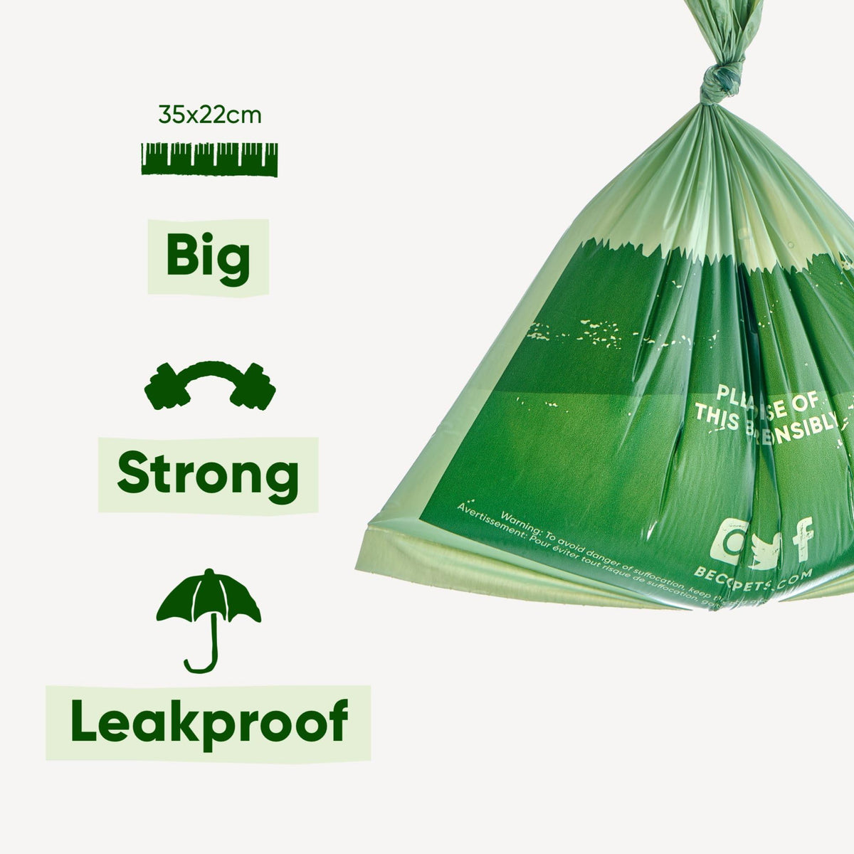 Beco Dog Poo Bags, 94% Recycled Plastic, Unscented Refill Rolls, 270 Bags