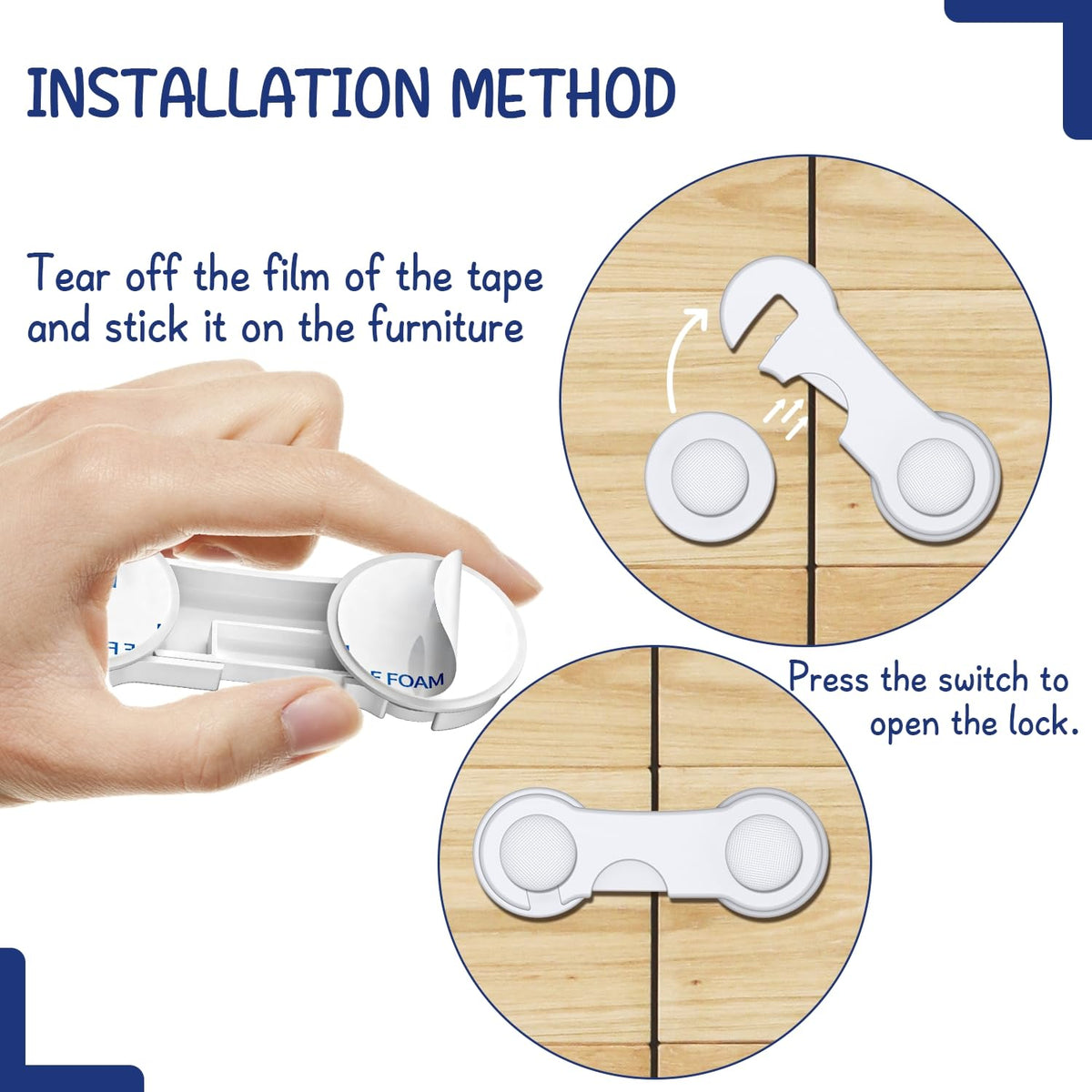 Cupboard Locks for Children 12 Pack - White