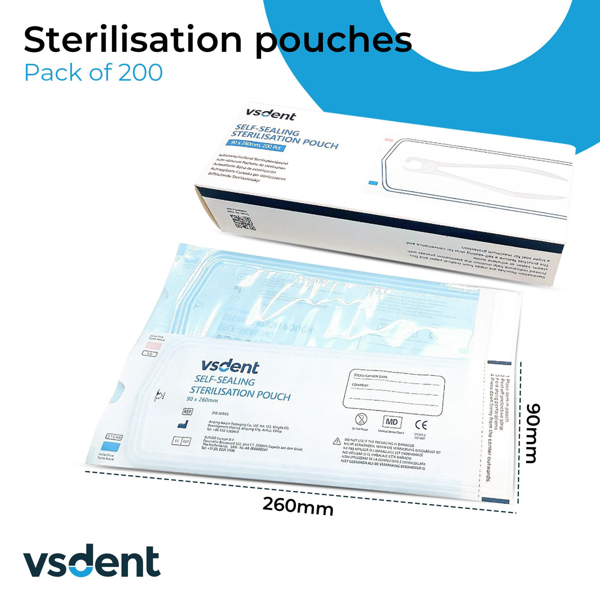 Self Sterilisation Pouches - 57x130mm (Pack Of 200)
