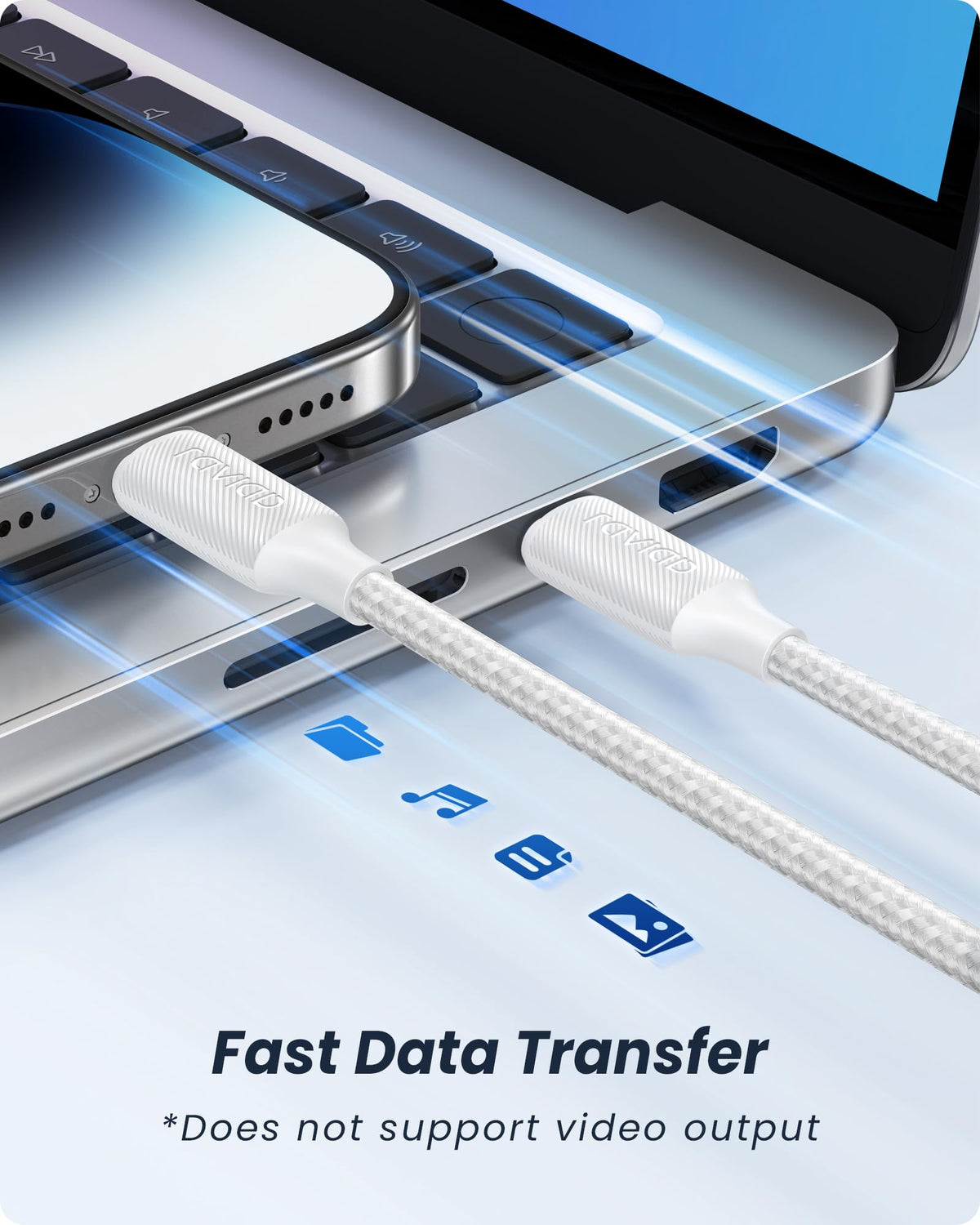 RAVIAD USB C to Lightning Cable 1M [MFi Certified]iPhone Fast Charger Cable