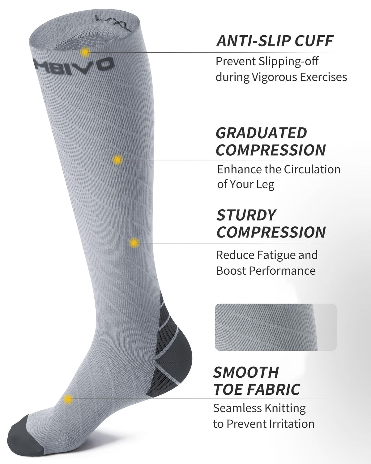 CAMBIVO Compression Socks for Women & Men 2 Pairs, Travel Flight Socks