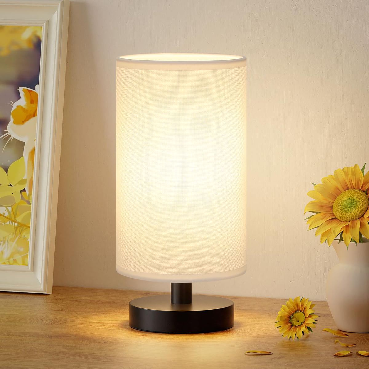 Aooshine Bedside Lamps, 3000K Warm Table Lamp for Bedroom Living Room