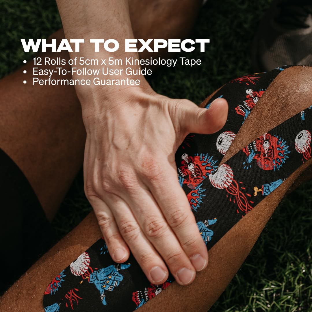 SPORTTAPE Kinesiology Tape, 5cm x 5m, Black - Waterproof, Hypoallergenic