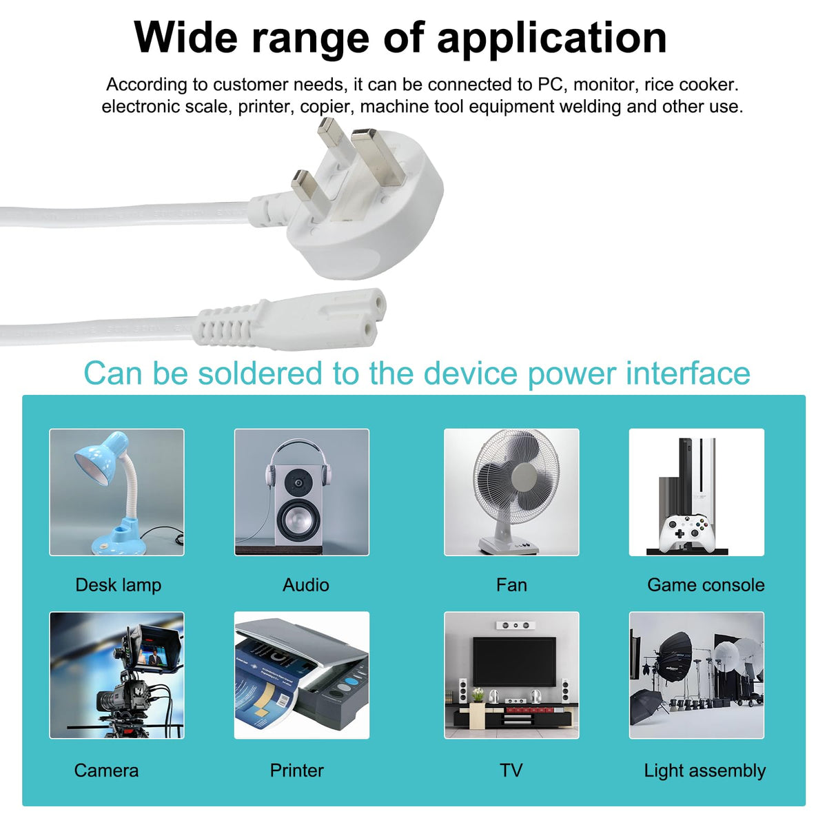 power 5M UK 3PIN Plug to IEC C7 Figure 8 Replacement Mains Cable Compatible with PS5, Xbox Series X, tv, Samsung, LG, Sony