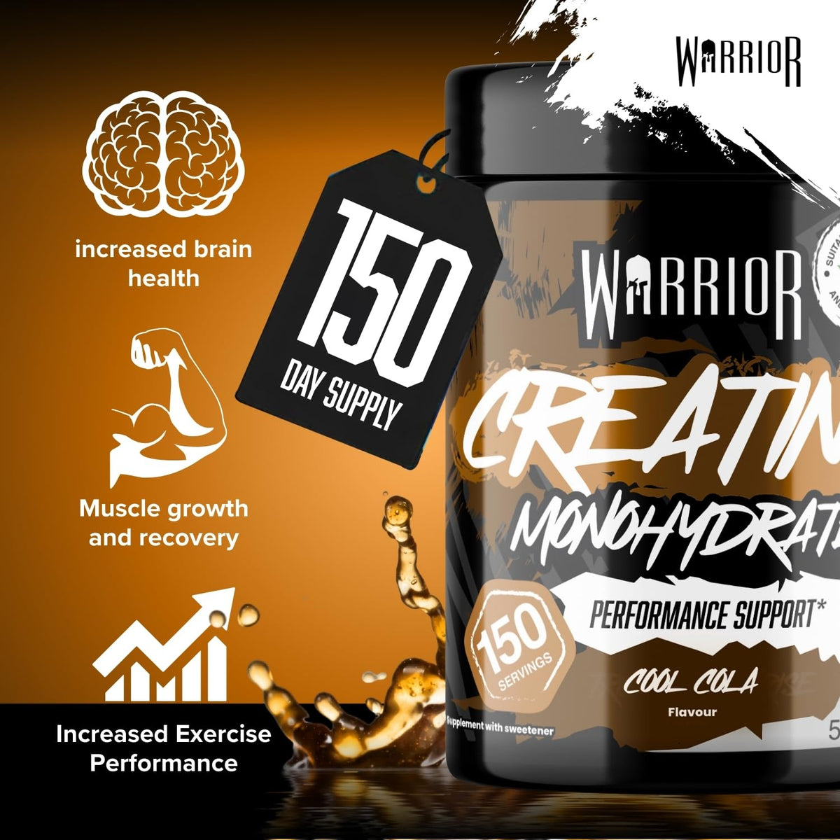 Warrior Creatine Monohydrate Powder 500g Pure Micronised (166 Servings)