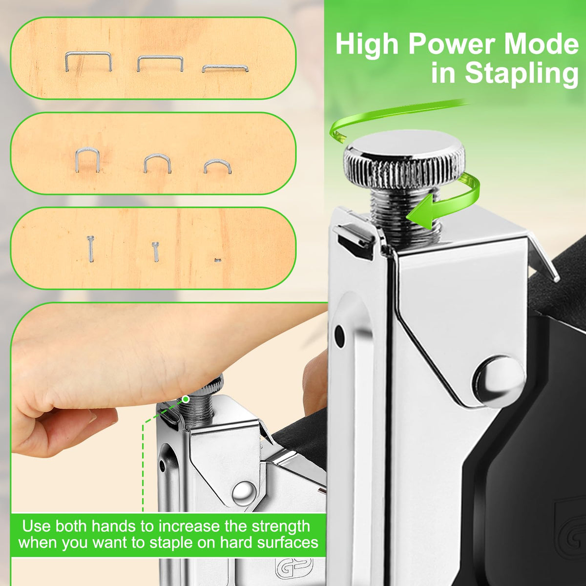 AECCN 3-in-1 Staple Gun for Wood & Furniture, and DIY Decoration, Silver