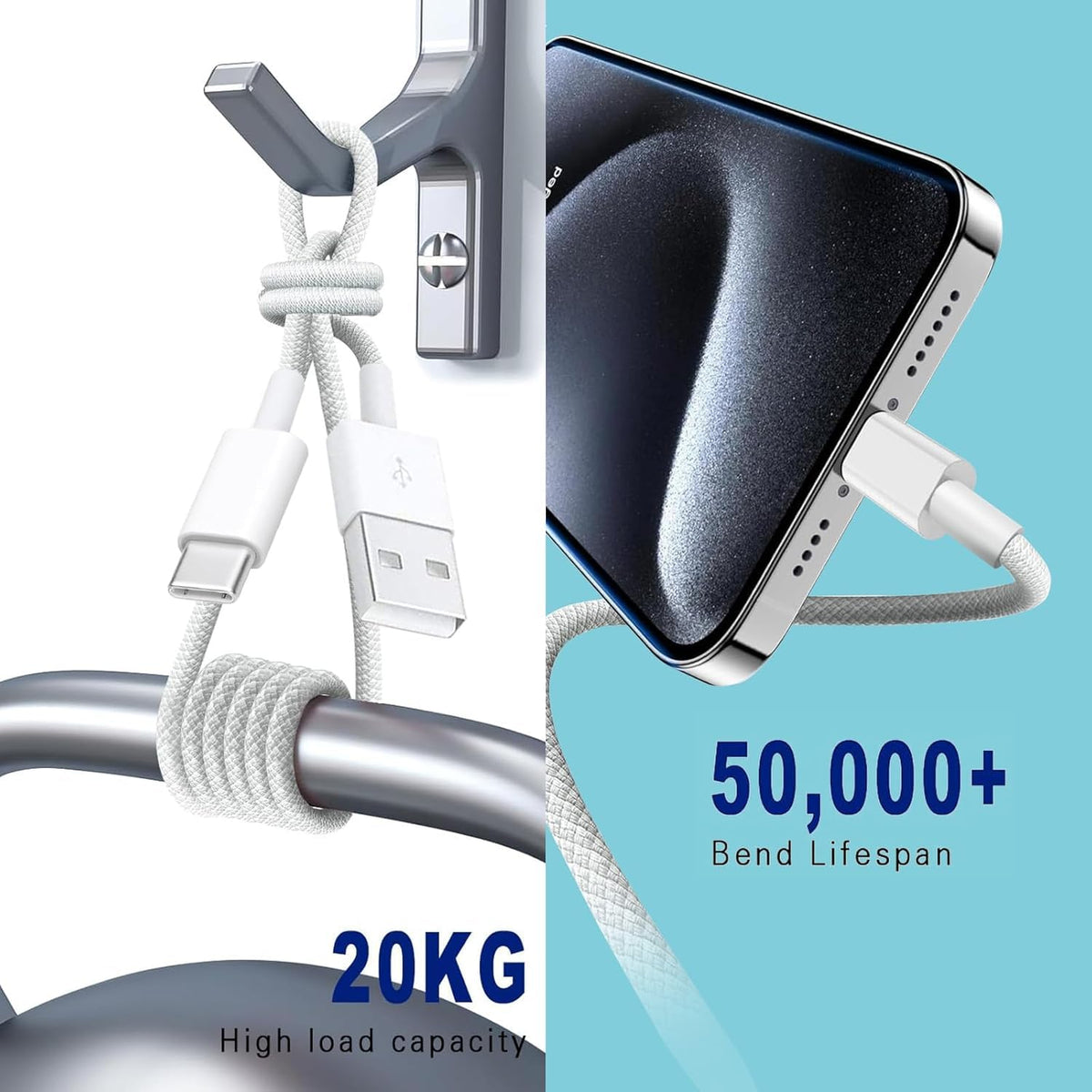 IPhone 18/17/16/15 Car Carplay Charger Cable, USB A to USB C Woven Cable Compatible for IPhone 17E, 16E,18/17/16/15 pro max, Plus, Air Charging Cord, AirPods 4/5 Pro(2nd/3rd Gen) Charging Power Cable